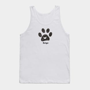 Beige name made of hand drawn paw prints Tank Top